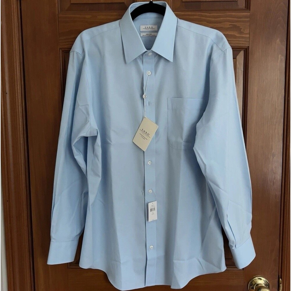 NWT Enro Non-Iron Sky Blue Dress Shirt 15 1/2 32-33 100% Cotton
